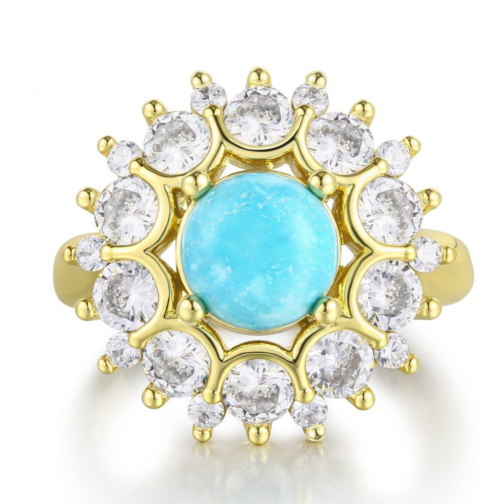 Anel de Liga de Ouro com Cristal Emporia® Azul