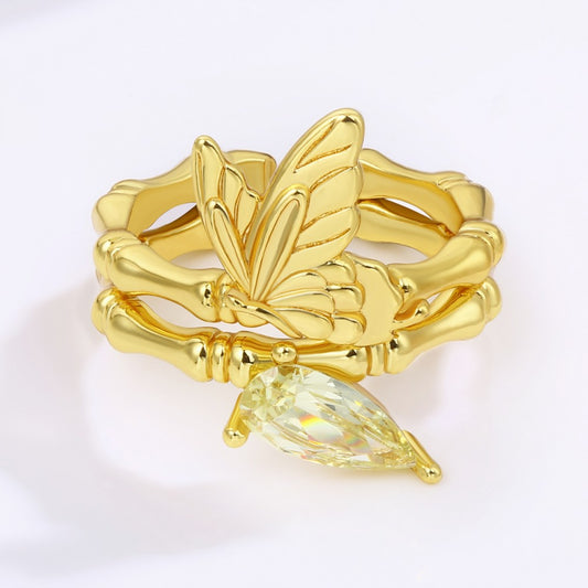 Anel de Liga de Ouro com Cristal Emporia® Branco