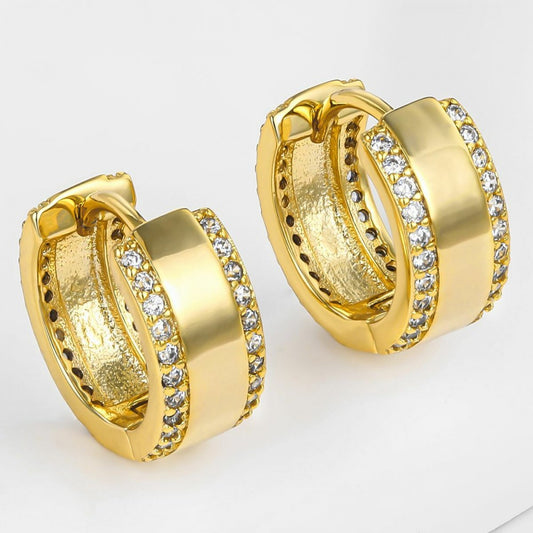 Brincos de Liga de Ouro com Cristal Emporia® Branco