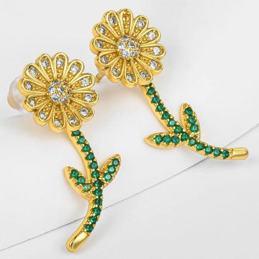 Brincos de Liga de Ouro com Cristal Emporia® Verde