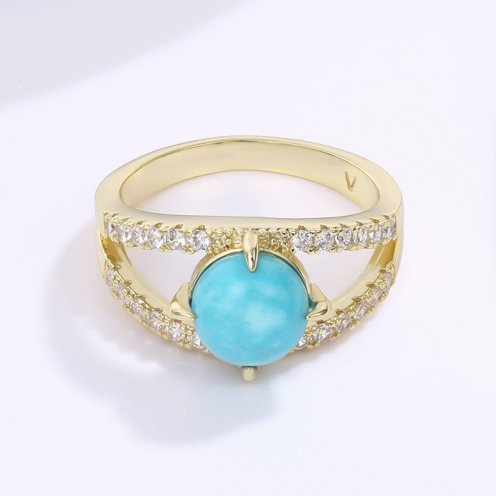 Anel de Liga de Ouro com Cristal Emporia® Azul