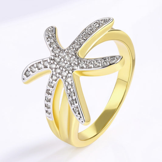 Anel de Liga de Ouro com Cristal Emporia® Branco