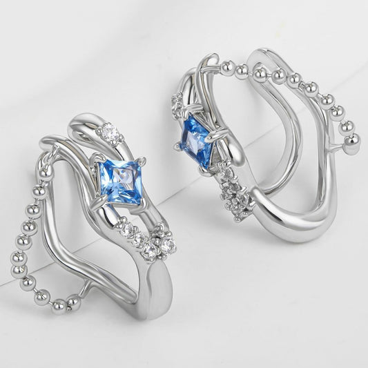 Brincos de Liga de Ouro com Cristal Emporia® Azul