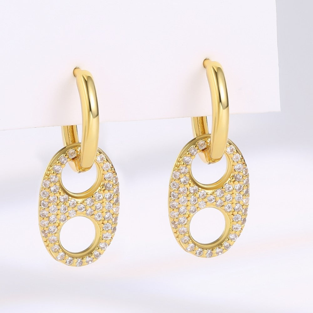 Brincos de Liga de Ouro com Cristal Emporia® Branco