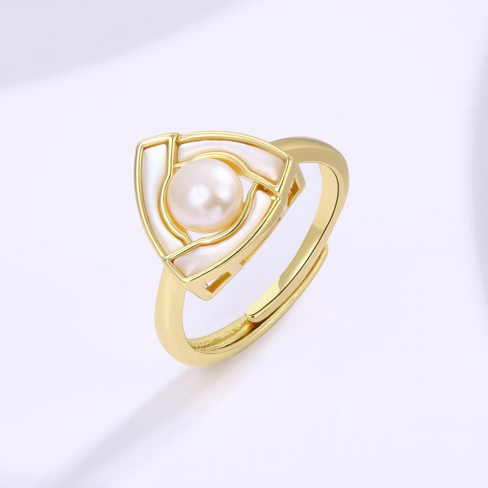 Anel de Liga de Ouro com Cristal Emporia® Branco