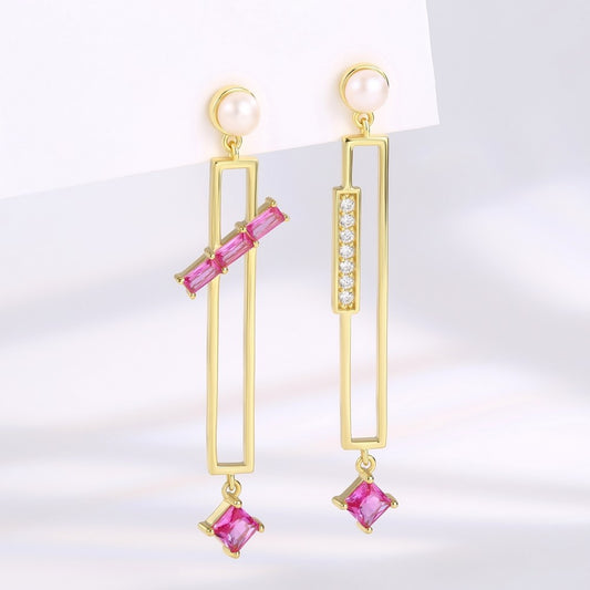 Brincos de Liga de Ouro com Cristal Emporia® Rosa