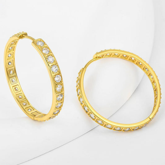 Brincos de Liga de Ouro com Cristal Emporia® Branco