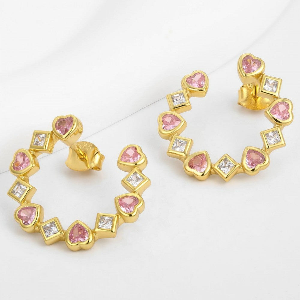 Brincos de Liga de Ouro com Cristal Emporia® Rosa 1 