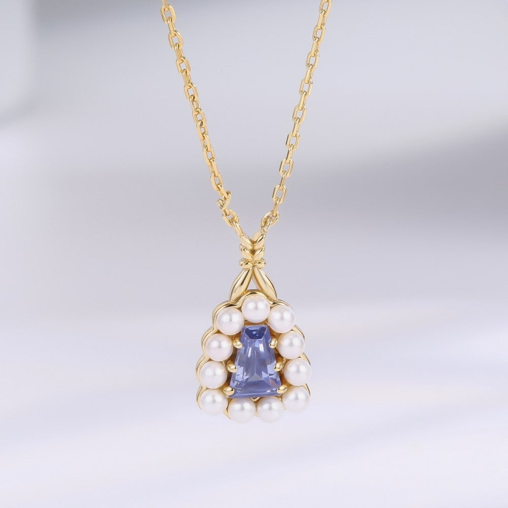 Colar de Liga de Ouro com Cristal Emporia® Azul 1 