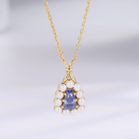 Colar de Liga de Ouro com Cristal Emporia® Azul