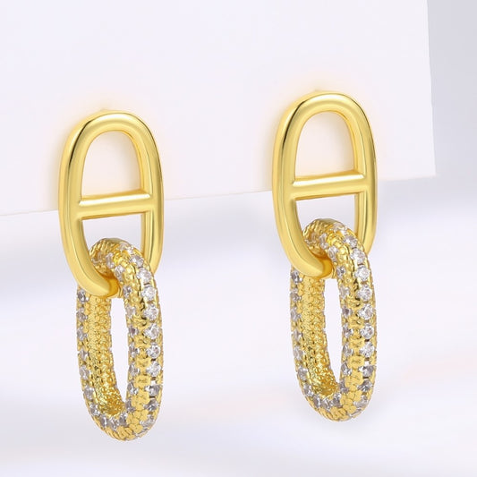 Brincos de Liga de Ouro com Cristal Emporia® Branco