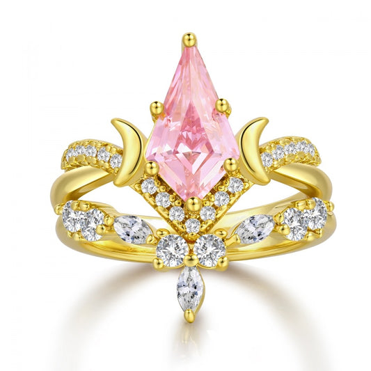 Anel de Liga de Ouro com Cristal Emporia® Rosa