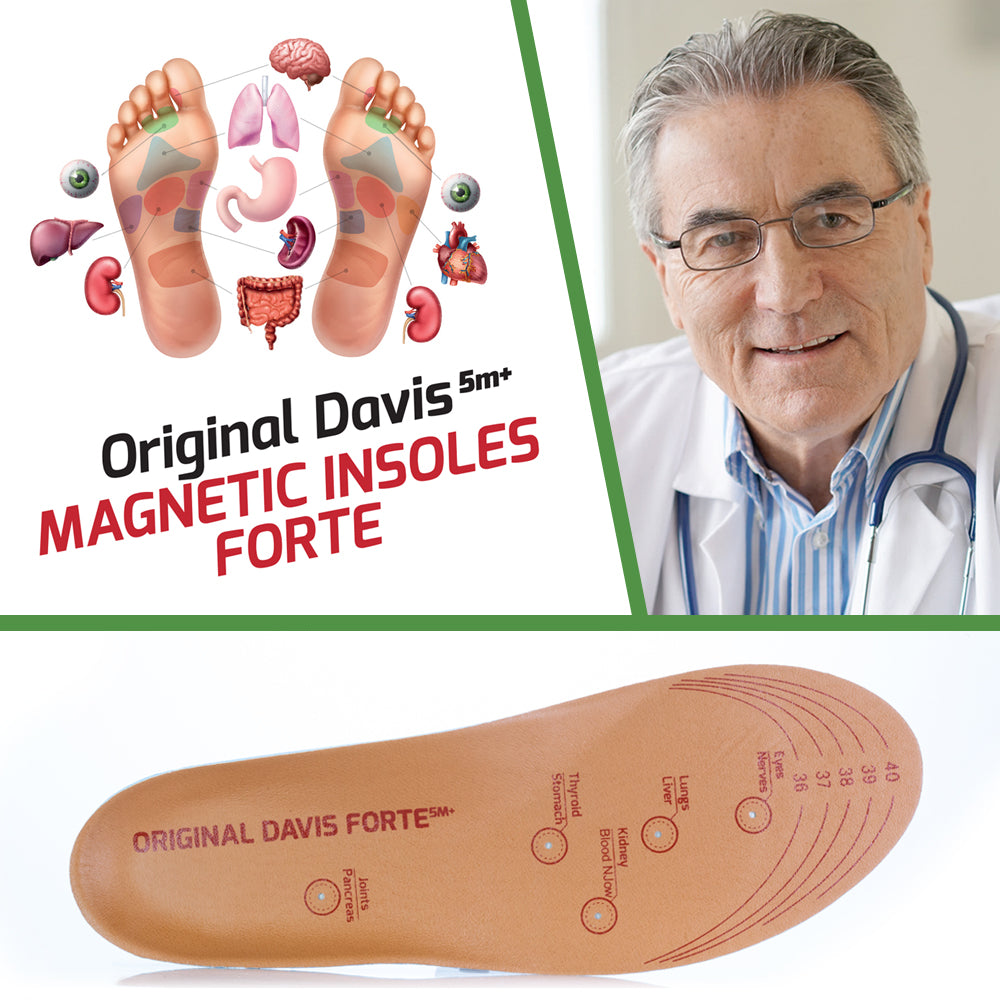Palmilhas magnéticas Davis® FORTE originais, para mais de 5 meses, reforçadas com espuma viscoelástica