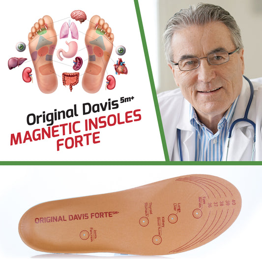 Palmilhas magnéticas Davis® FORTE originais, para mais de 5 meses, reforçadas com espuma viscoelástica