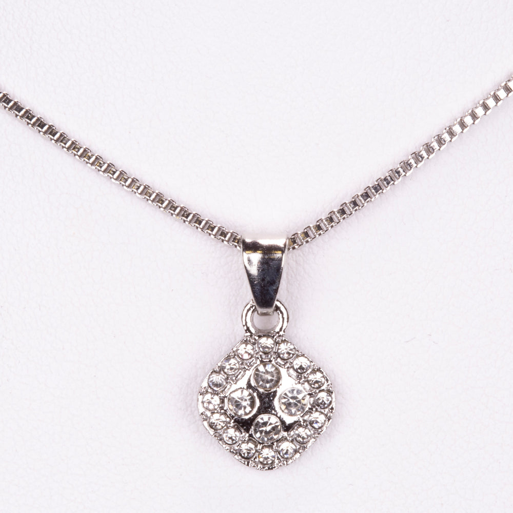 Conjunto de Jóias Emporia de 5 peças, em tom prateado e de qualidade superior, numa caixa de presente exclusiva com efeito de couro (incluindo relógio, pulseira, colar, brincos e anel, com cristal Emporia branco) 3 