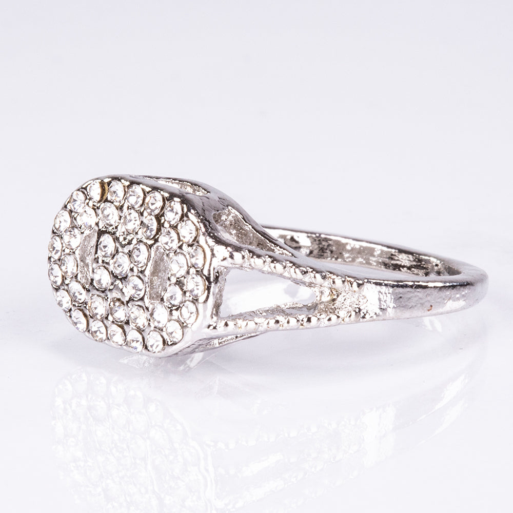 Conjunto de Jóias Emporia de 5 peças, em tom prateado e de qualidade superior, numa caixa de presente exclusiva com efeito de couro (incluindo relógio, pulseira, colar, brincos e anel, com cristal Emporia branco)