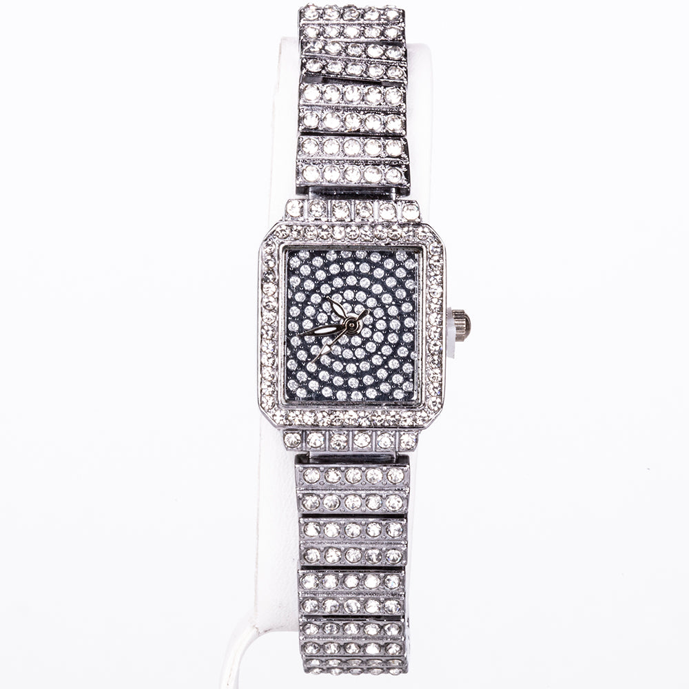 Conjunto de Jóias Emporia de 5 peças, em tom prateado e de qualidade superior, numa caixa de presente exclusiva com efeito de couro (incluindo relógio, pulseira, colar, brincos e anel, com cristal Emporia branco)