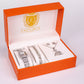 Conjunto de Jóias Emporia de 5 peças, em tom prateado e de qualidade superior, numa caixa de presente exclusiva com efeito de couro (incluindo relógio, pulseira, colar, brincos e anel, com cristal Emporia branco)
