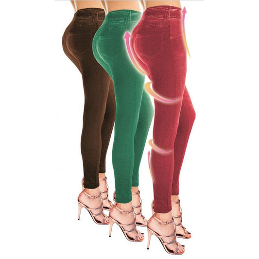 Conjunto de Jegging Shapewear verão, em 3 cores diferentes: vermelho, verde, castanho