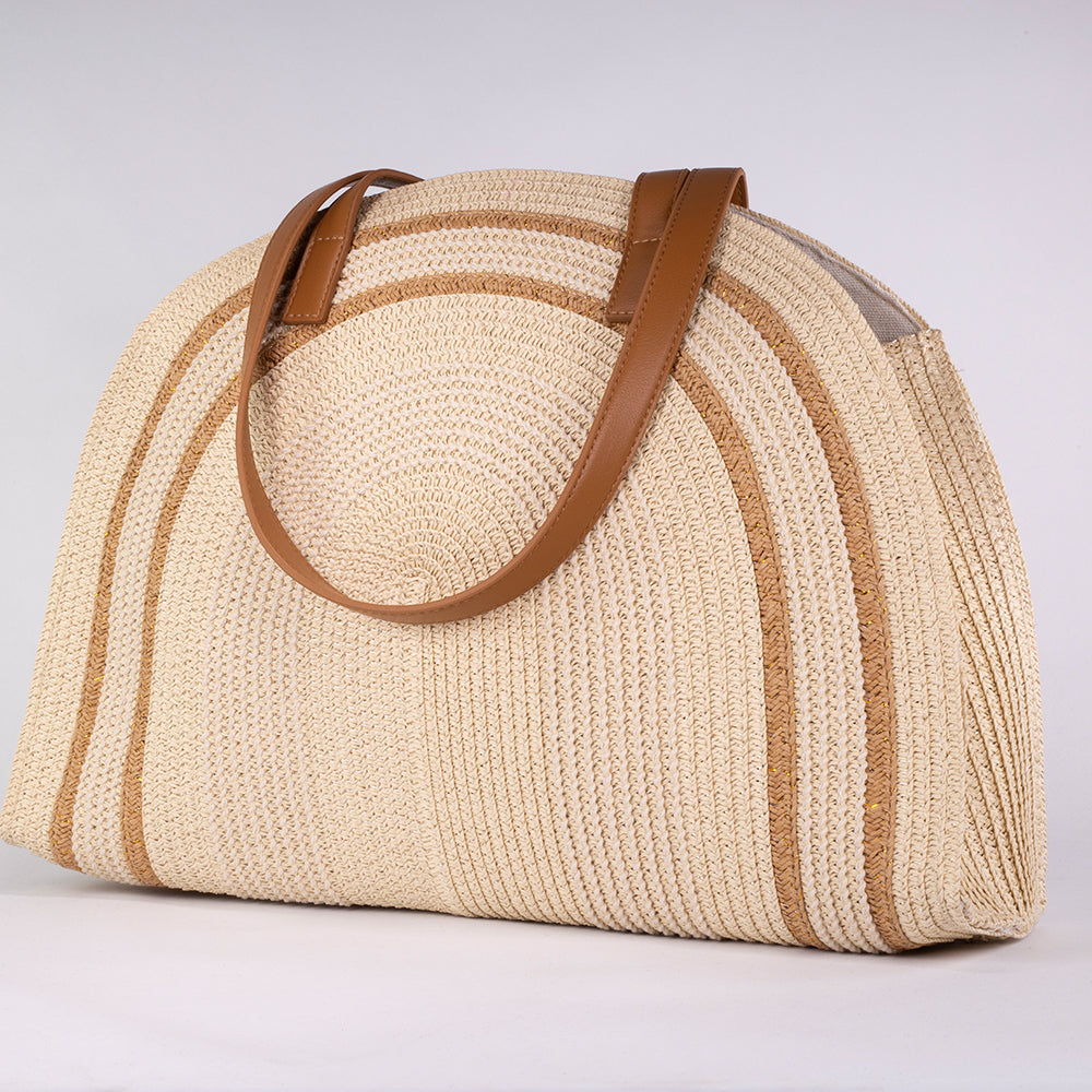 Large Straw Tote Bag with Faux Leather Handles 37*30*12 cm 3 