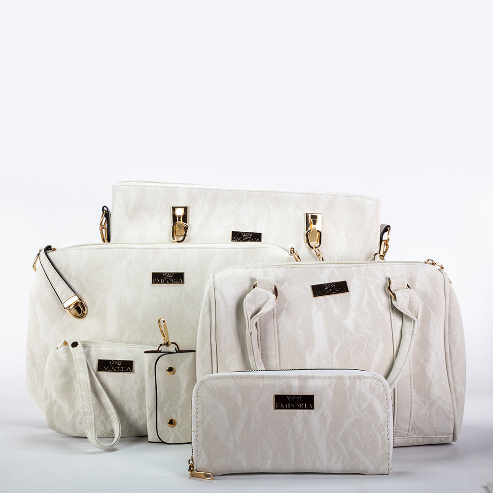 Coleção Primavera Emporia 2025 - “Lua de Marfim”, Conjunto de malas de 6 peças; branco 11 