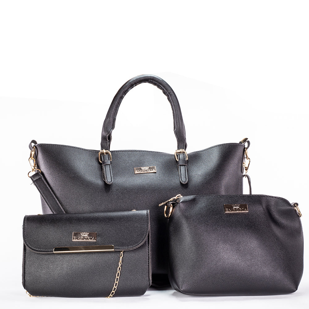 Coleção primavera Emporia 2025 - “Veludo Escuro”, conjunto de 3 peças para malas; preto 10 