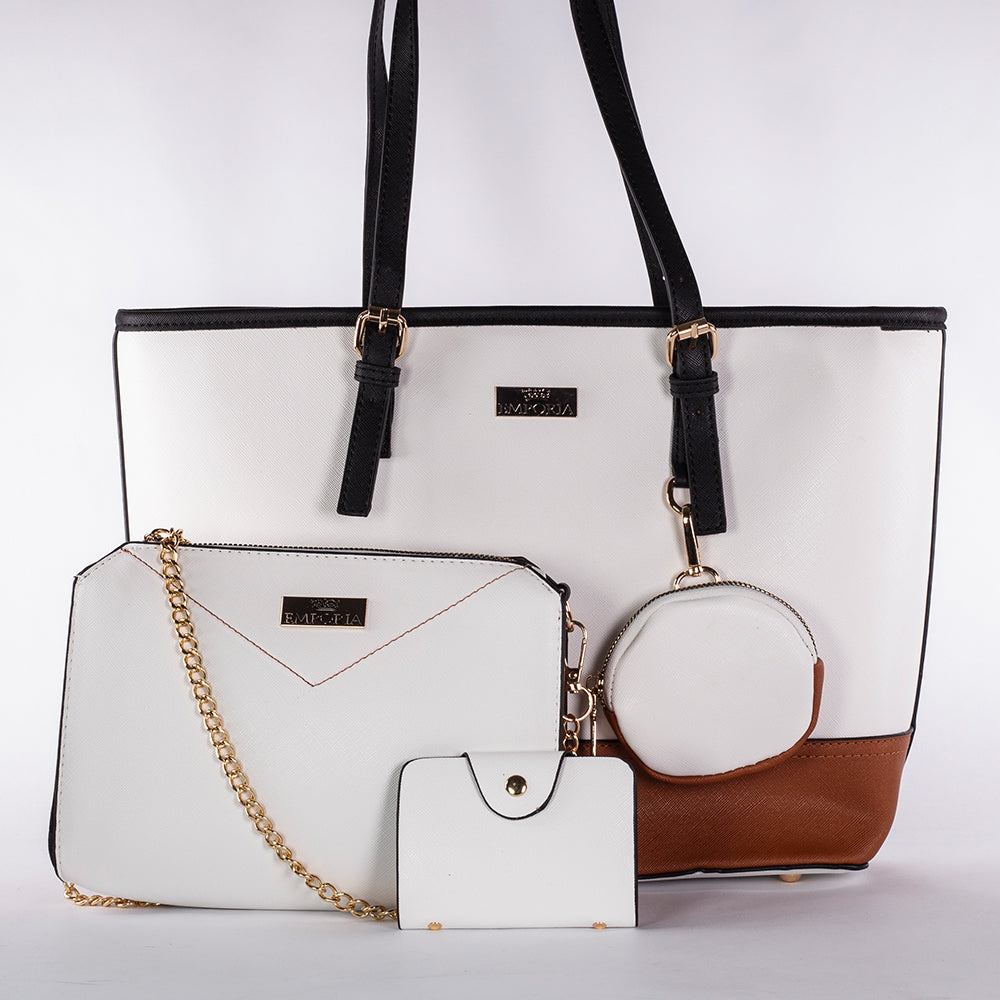 Coleção Primavera Emporia 2025 - “Mocha Luar”, conjunto de malas de 4 peças; branco