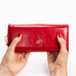 Carteira feminina com chaveiro, cor: vermelho e preto