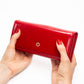 Carteira feminina com chaveiro, cor: vermelho e preto