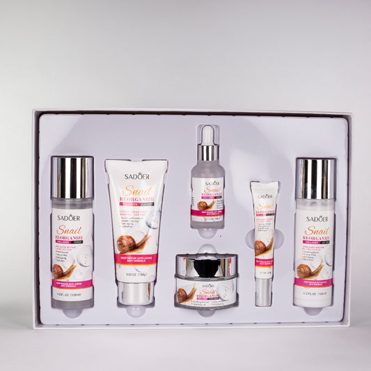 Conjunto de 6 peças para cuidados faciais com colagénio e baba de caracol da SADOER
