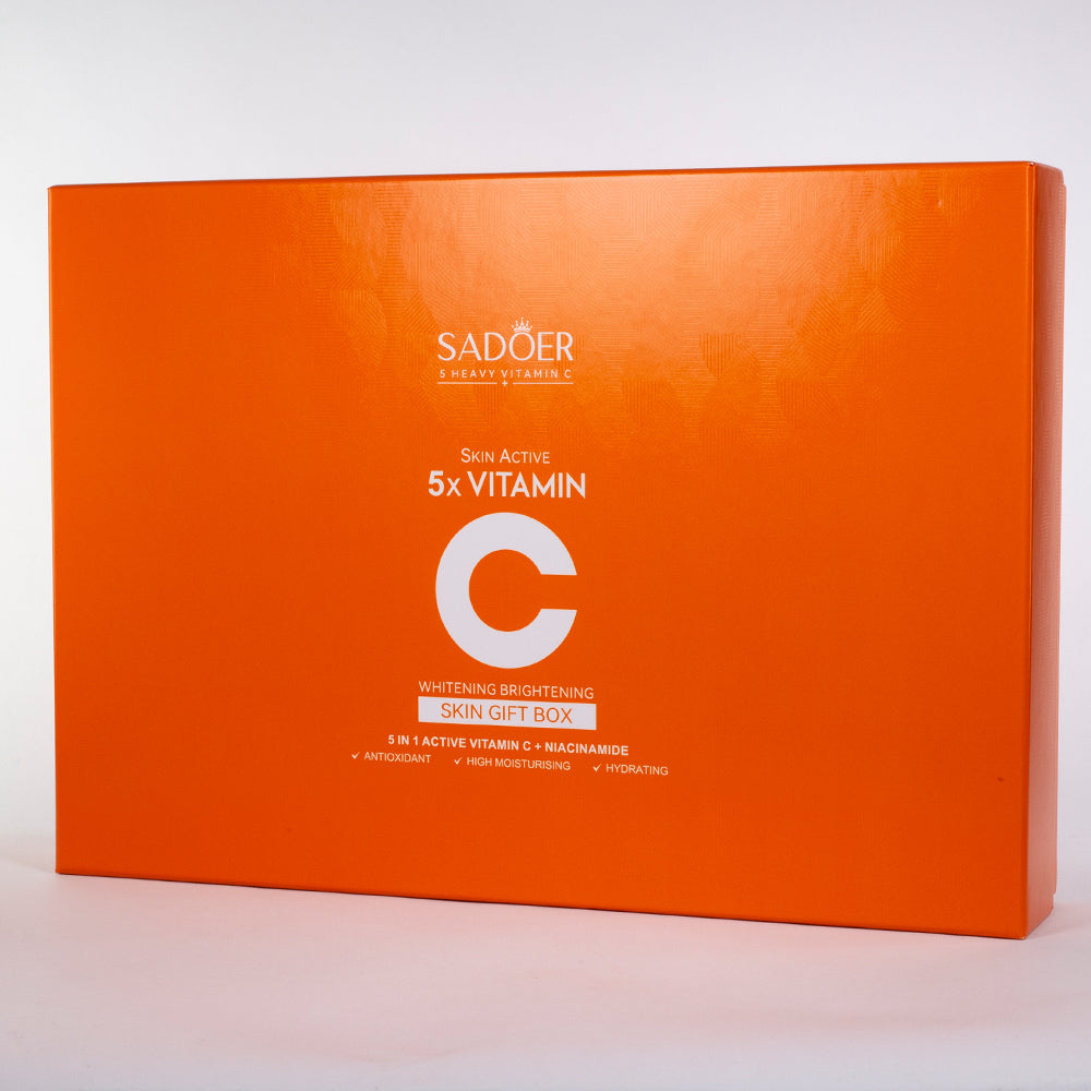 Conjunto de oferta SADOER com 5 produtos para o cuidado facial noturno e hidratante com vitamina C – 6 peças