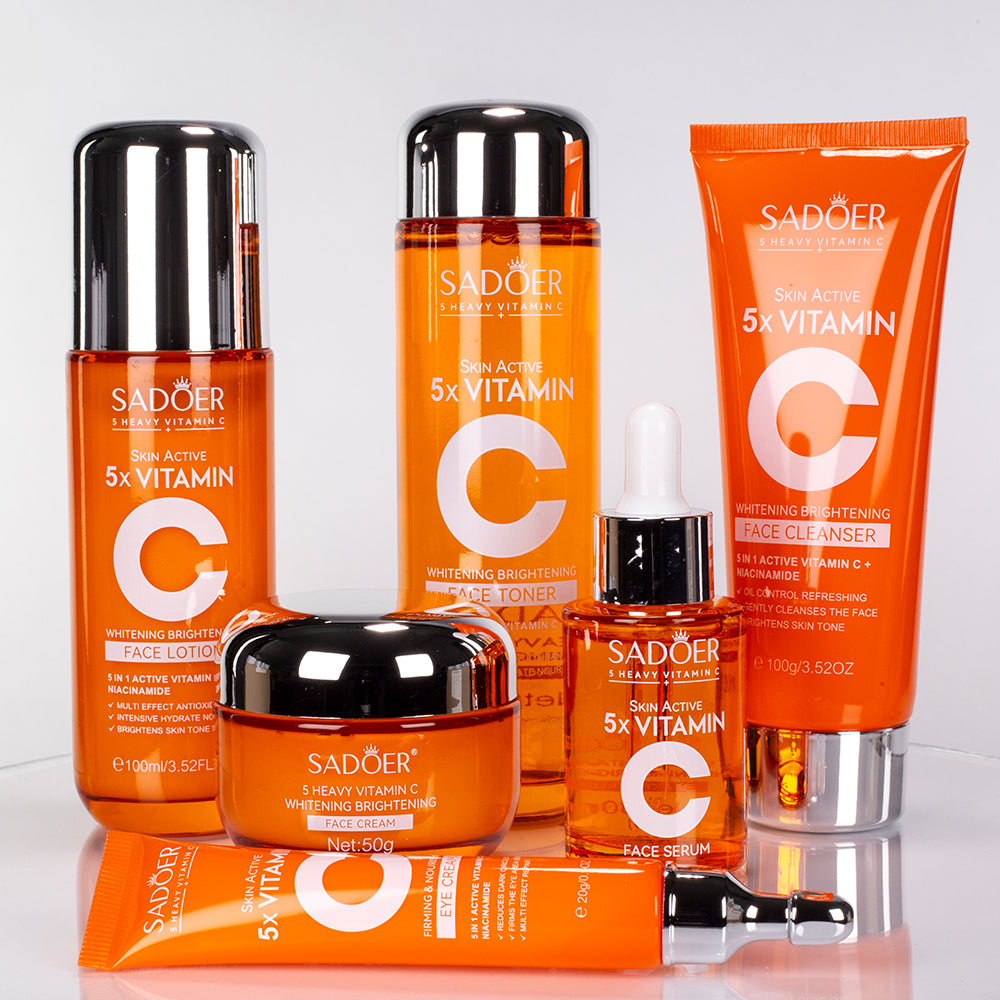 Conjunto de oferta SADOER com 5 produtos para o cuidado facial noturno e hidratante com vitamina C – 6 peças 1 