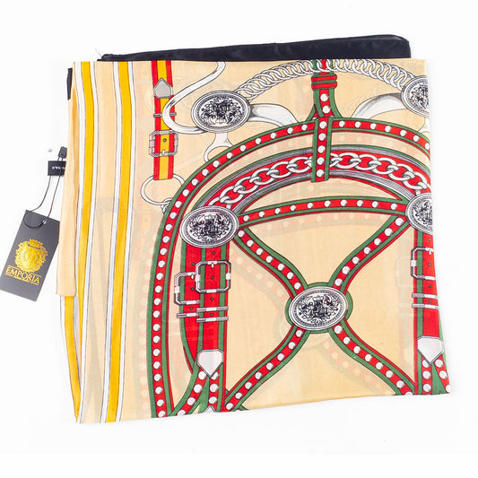 Lenço Corrente de Luxo, 85 x 180 cm, creme, 100% Seda Vegana