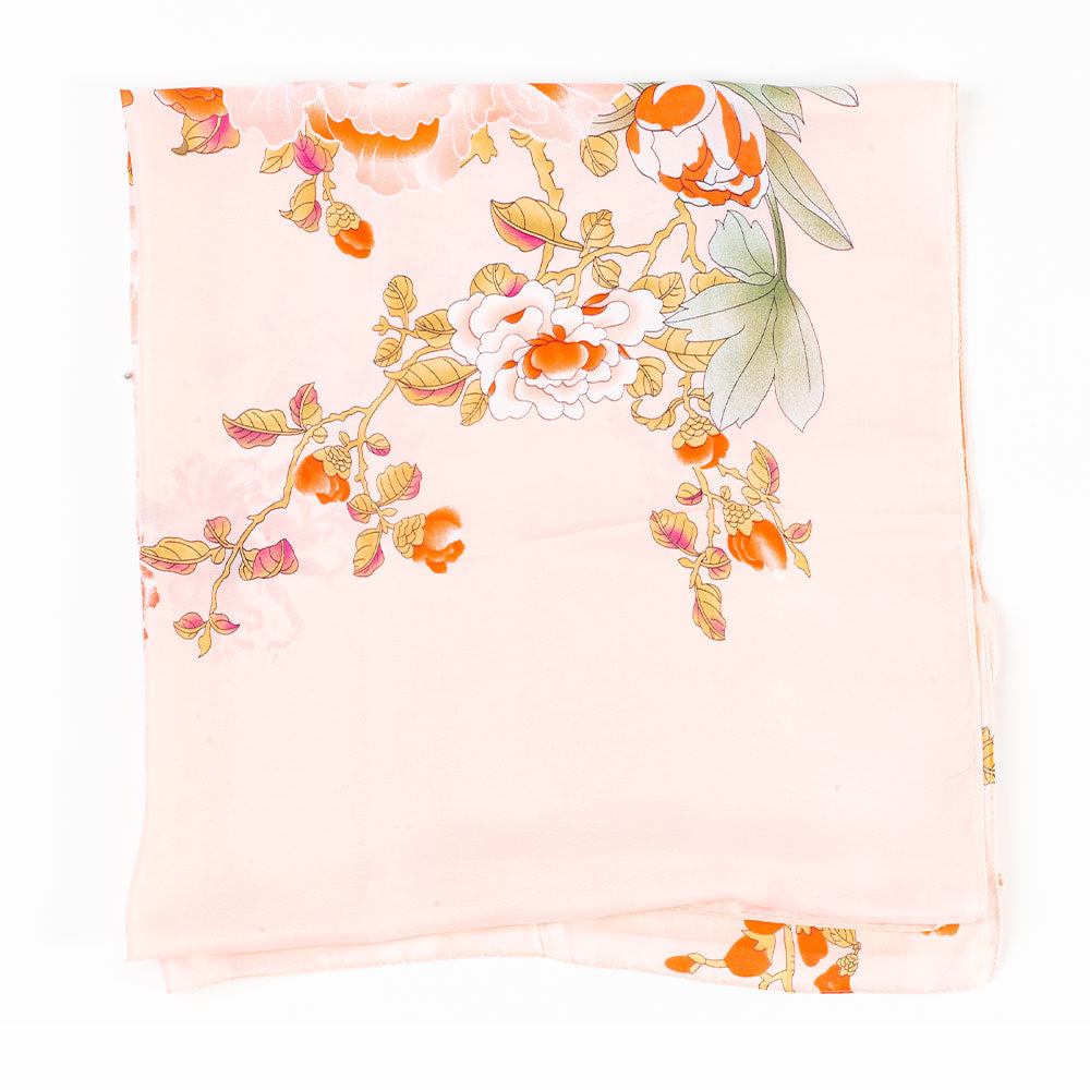 Lenço Legado Haitang, 85 x 180 cm, Rosa, 100% Seda Vegana 1 