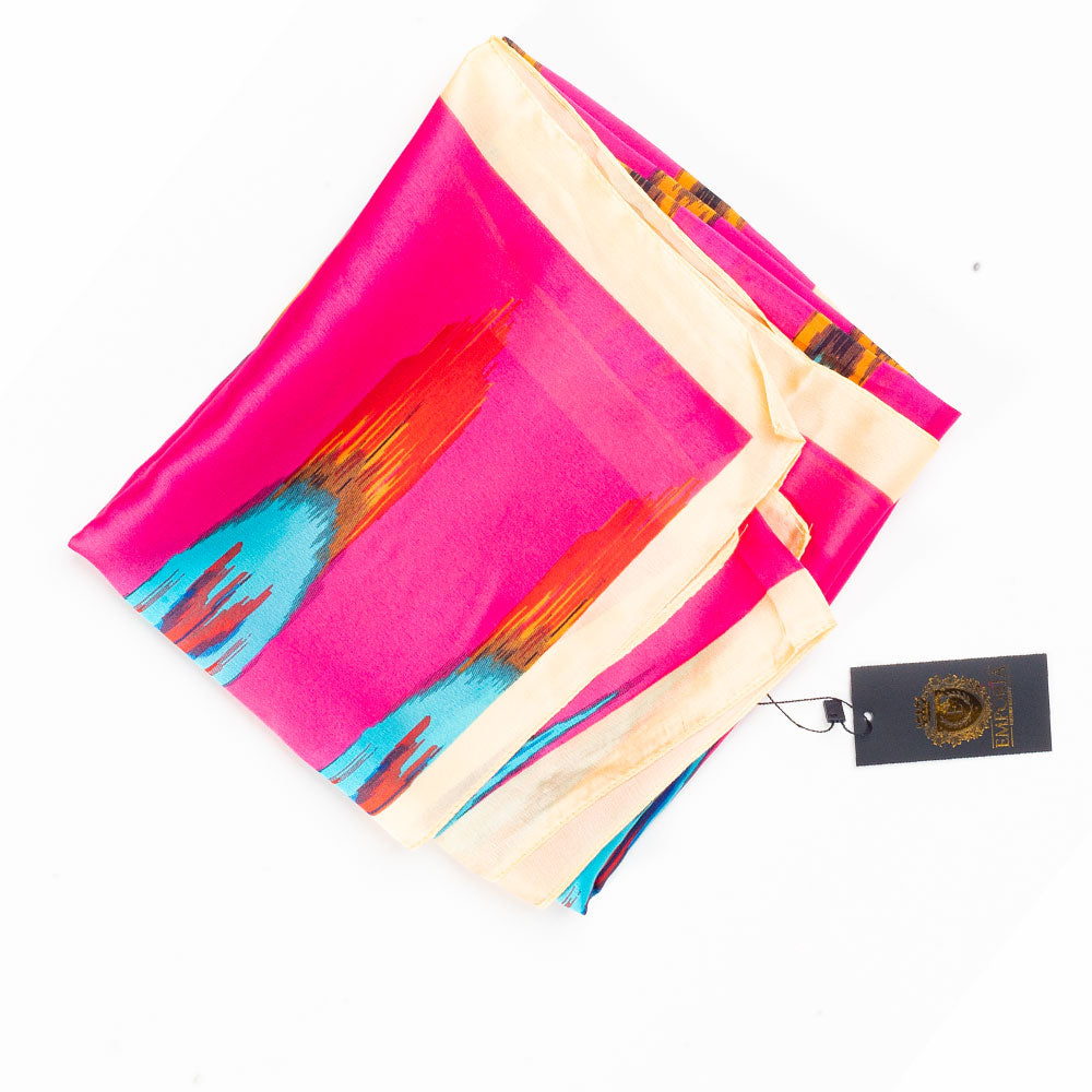 Lenço Prisma Pavão, 85 x 180 cm, Rosa, 100% Seda Vegana 1 