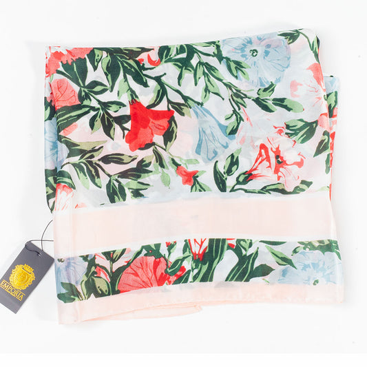 Lenço Brisa de Orquídea, 85 x 180 cm, Branco, 100% Seda Vegana