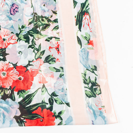 Lenço Brisa de Orquídea, 85 x 180 cm, Branco, 100% Seda Vegana