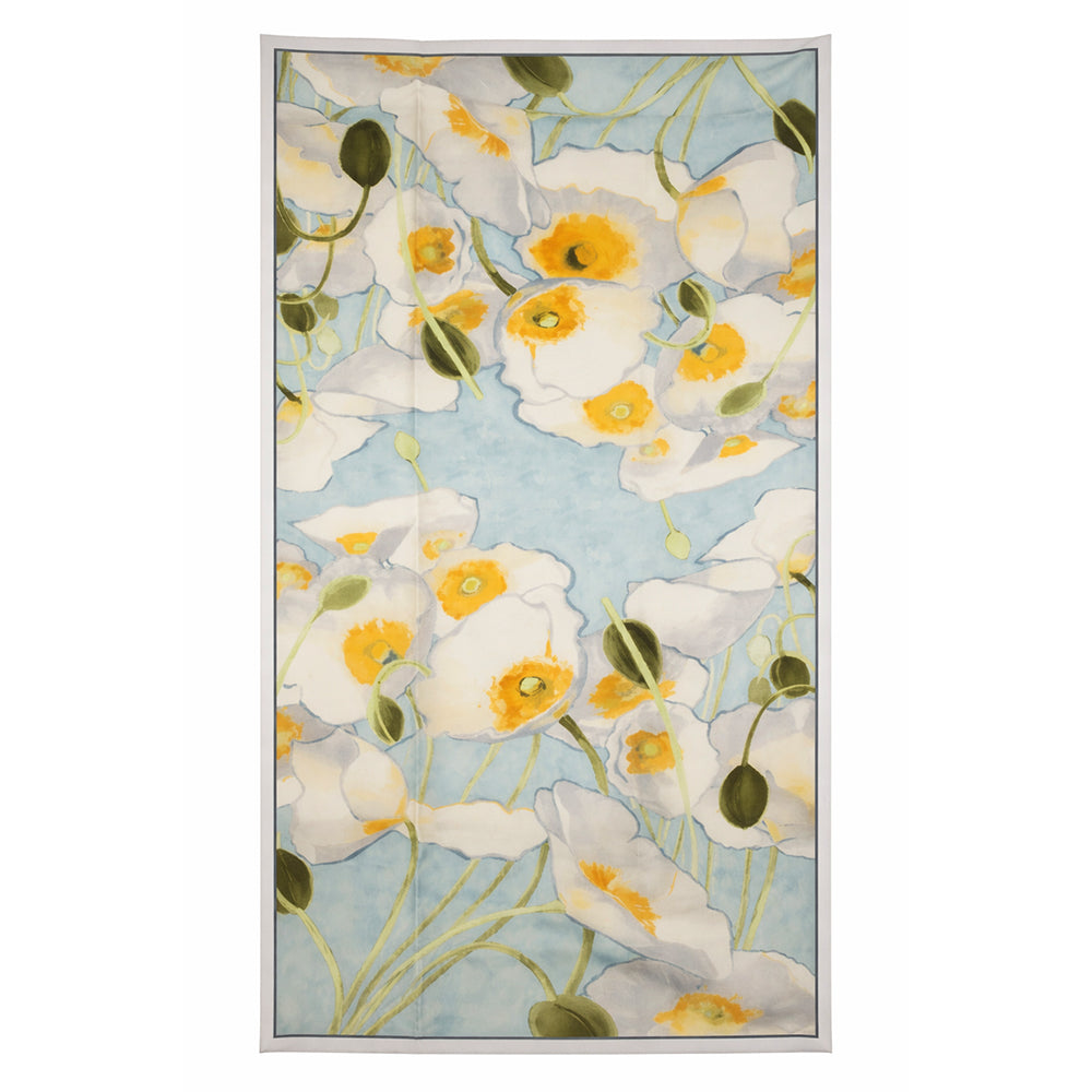 Lenço Jardim Lúcido, 85 x 180 cm, Azul Claro, 100% Seda Vegana