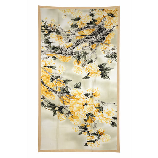 Lenço Blooming Flowers, amarelo, 85 cm x 180 cm, 100% seda vegana