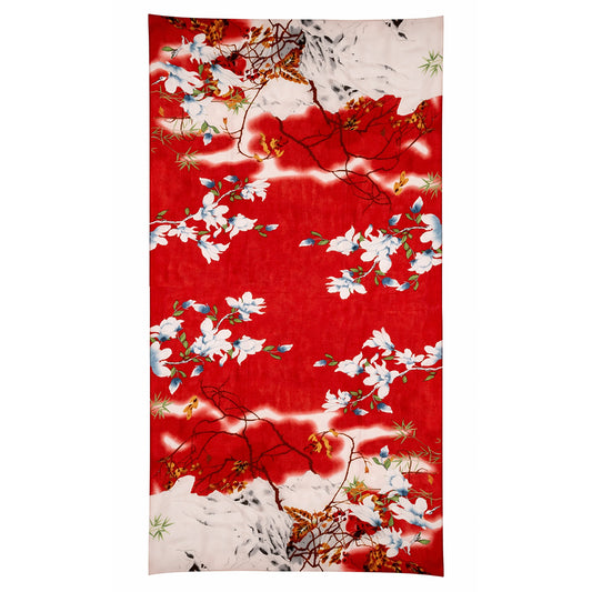 Lenço Eden's Bounty, Vermelho, 85 cm x 180 cm, 100% Seda Vegana