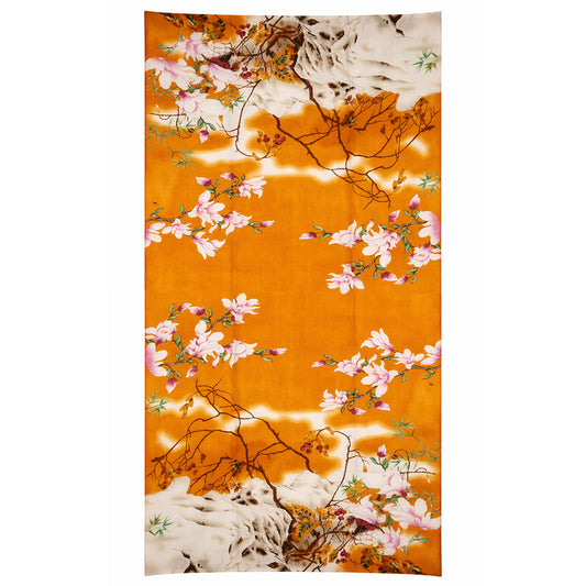 Lenço Eden's Bounty, Laranja, 85 cm x 180 cm, 100% Seda Vegana