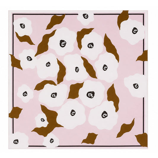 Lenço de seda "Rosewood Flowers", rosa pálido, 90 x 90 cm