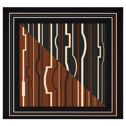 Lenço de seda «Desert Mirage», em tom castanho-ferrugem, 90 x 90 cm