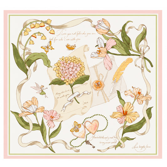 Lenço de seda «Garden Whisper», verde salva, 90 x 90 cm