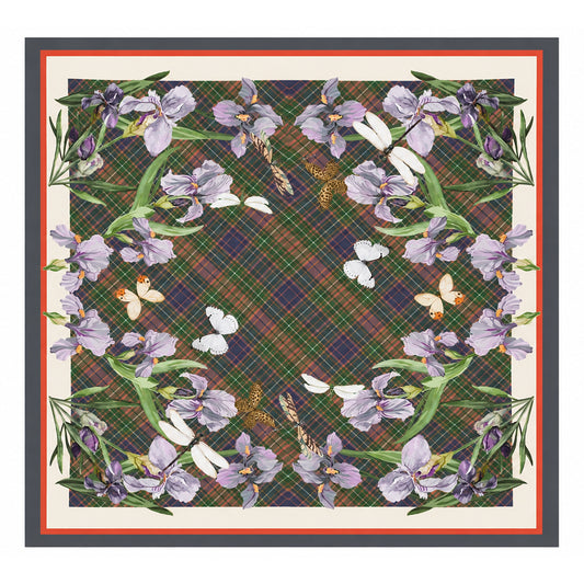 Lenço de seda Iris Meadow, verde floresta, 90 x 90 cm