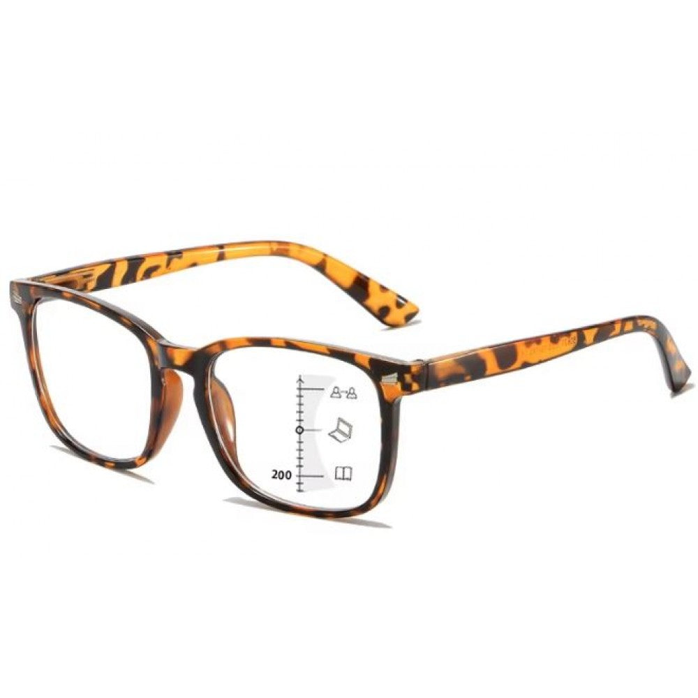 Óculos de leitura multifocais Emporia, com ajuste de grau flexível de 0,5 a 3, estampado tigre.