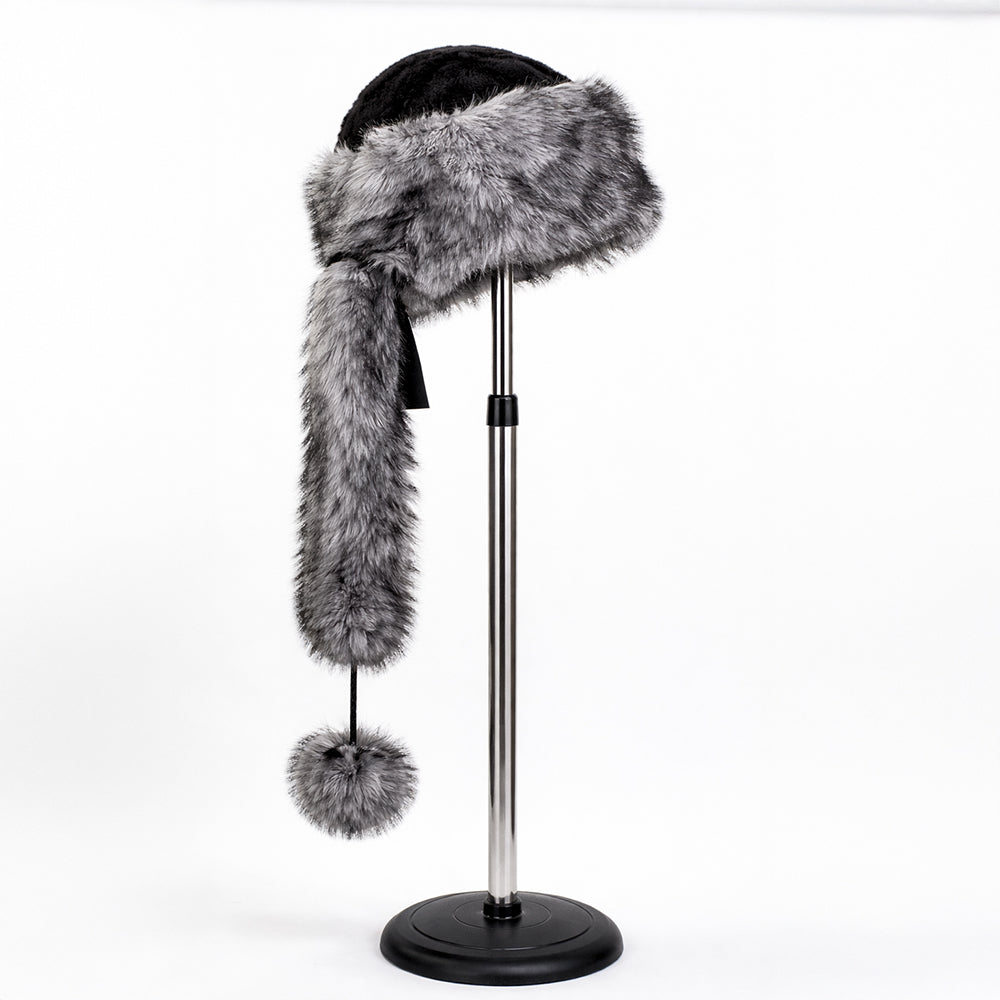 Chapéu de inverno em pele sintética prateada com cachecol – tamanho único 3 