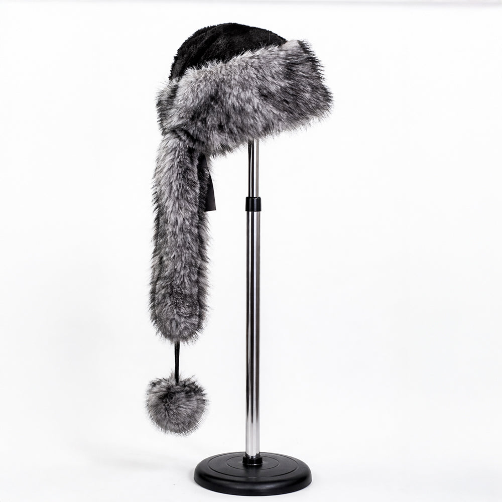 Chapéu de inverno em pele sintética prateada com cachecol – tamanho único 4 