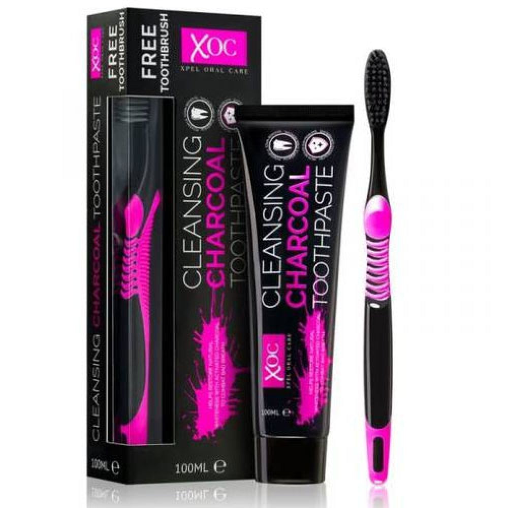 Pasta de Dentes Branqueadora de Carvão Ativado XOC com Escova de Dentes de OFERTA 1 