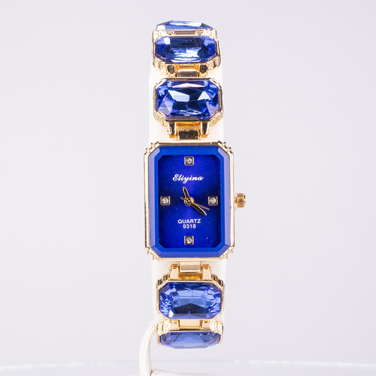 Relógio de Liga de Ouro com Cristal Emporia® Azul